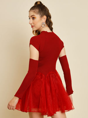 TANDUL  Women Fit and Flare Maroon Dress