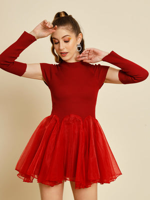 TANDUL  Women Fit and Flare Maroon Dress
