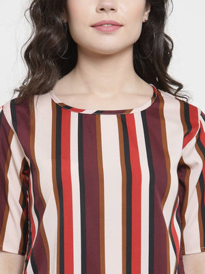 ZARVEY Casual Regular Sleeve Striped Women Multicolor Top