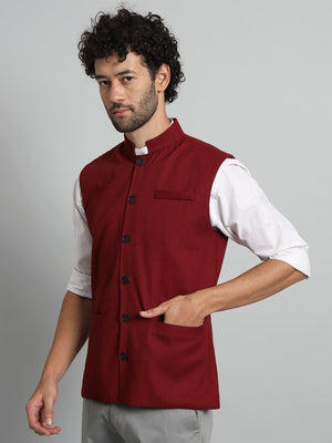 TANDUL  Men Solid Single Breasted Casual Blazer  (Maroon)