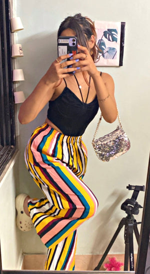 Women Regular Fit Multicolor Crepe Trousers