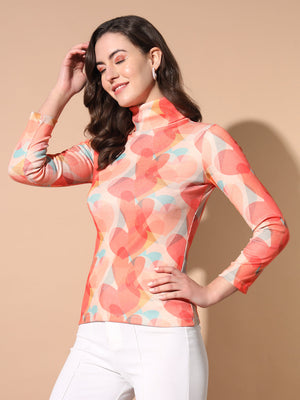 TANDUL Women Printed High Neck Multicolor Sweater