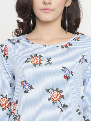 ZARVEY Casual 3/4 Sleeve Floral Print Women Multicolor Top