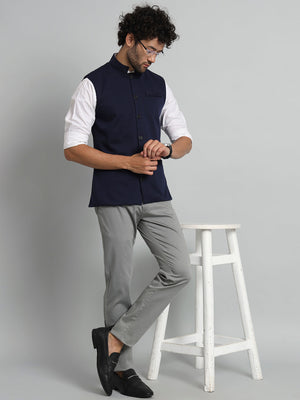 TANDUL  Men Solid Single Breasted Casual Blazer  (Dark Blue)