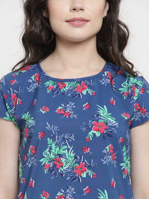 ZARVEY Casual Short Sleeve Printed Women Multicolor Top