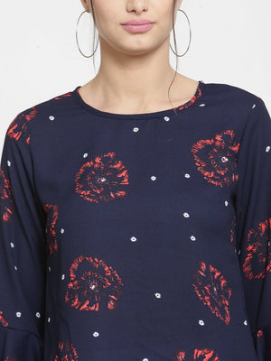 ZARVEY Casual Bell Sleeve Printed Women Multicolor Top