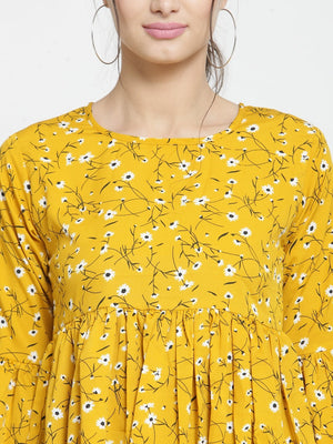 ZARVEY Casual Bell Sleeve Printed Women Multicolor Top