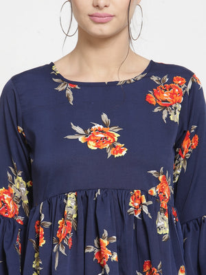 ZARVEY Casual Bell Sleeve Printed Women Multicolor Top