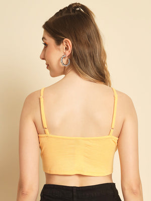 TANDUL Casual Sleeveless Solid Women Yellow Top