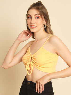 TANDUL Casual Sleeveless Solid Women Yellow Top