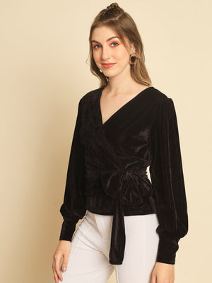 TANDUL Casual Solid Women Black Top