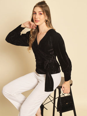 TANDUL Casual Solid Women Black Top