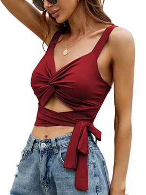 TANDUL  Casual Sleeveless Solid Women Maroon Top