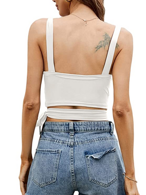 TANDUL  Casual Sleeveless Solid Women White Top