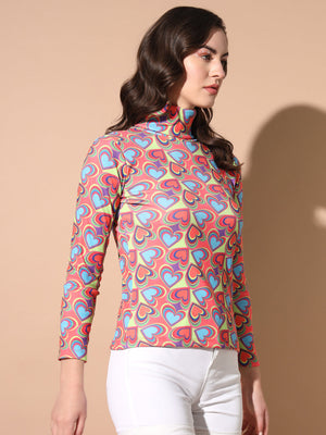 TANDUL Women Printed High Neck Multicolor Sweater
