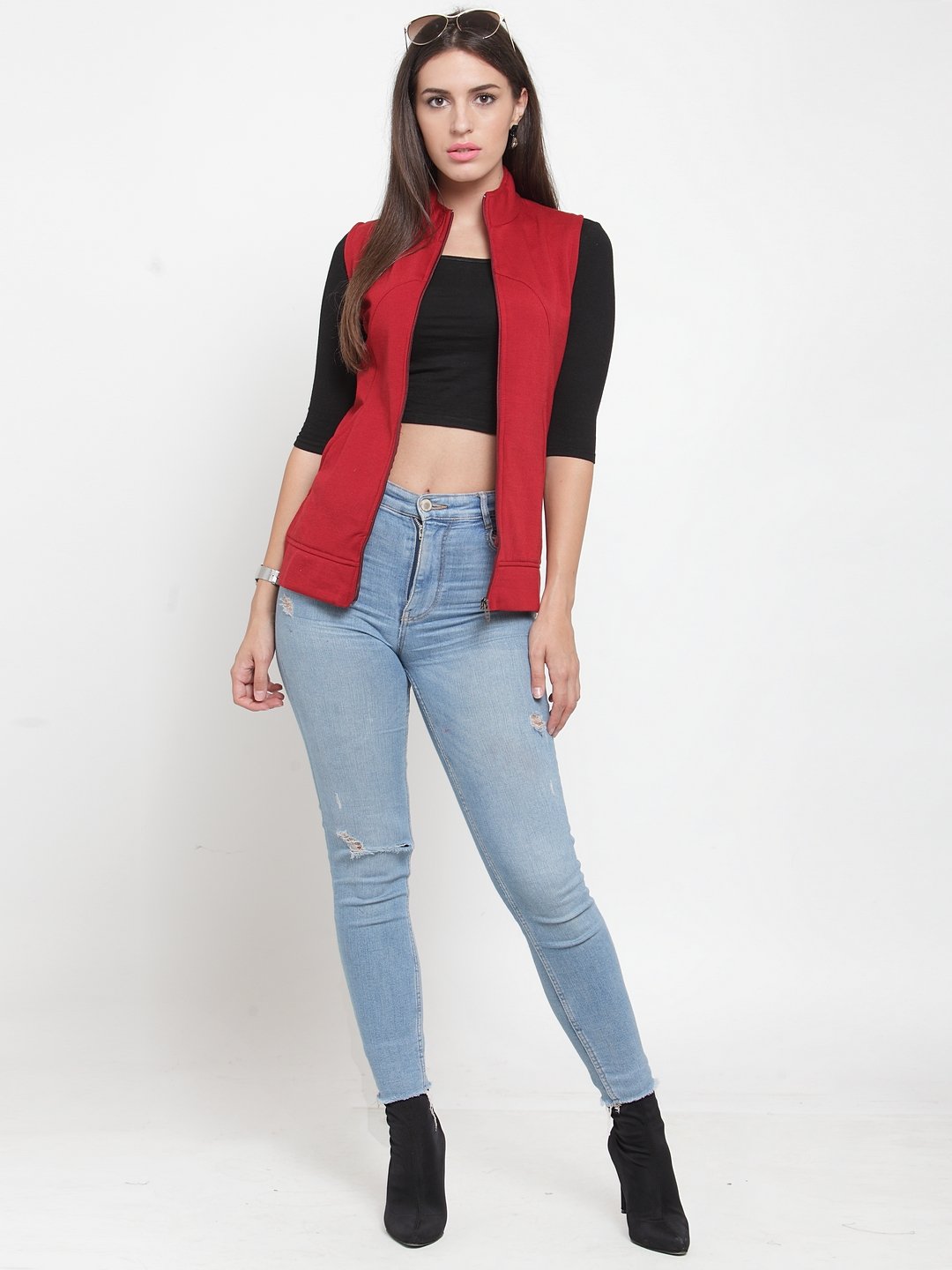 ZARVEY Sleeveless Solid Women Jacket