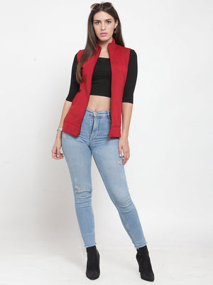 ZARVEY Sleeveless Solid Women Jacket