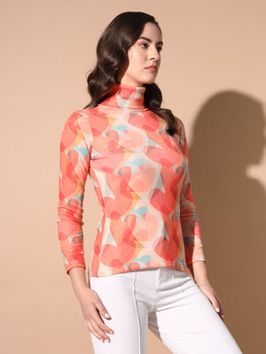 TANDUL Women Printed High Neck Multicolor Sweater