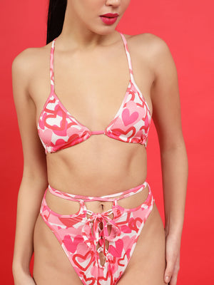 ELTIRE String Bikini Set  Eye Catching Sexy Heart  Printed Lingerie Set