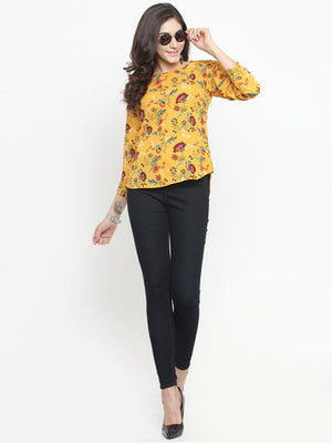 ZARVEY Casual 3/4 Sleeve Floral Print Women Multicolor Top