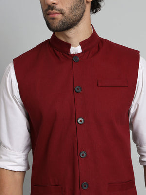 TANDUL  Men Solid Single Breasted Casual Blazer  (Maroon)