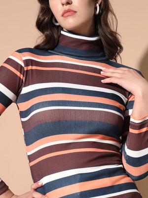 TANDUL Women Printed High Neck Multicolor Sweater