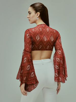 TANDUL Casual Bell Sleeves Printed Women Multicolor Top