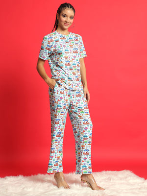 TANDUL  Women Top & Pyjama Set Multicolor Printed