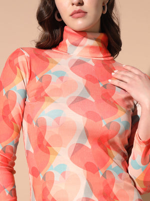 TANDUL Women Printed High Neck Multicolor Sweater