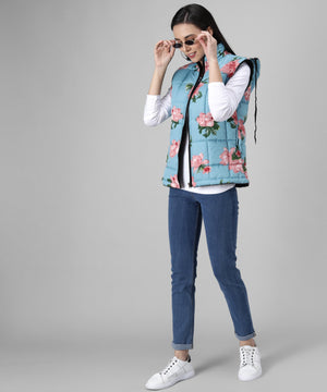 Women Floral Print Padded Jacket
