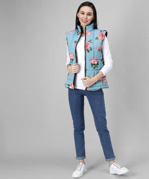 Women Floral Print Padded Jacket