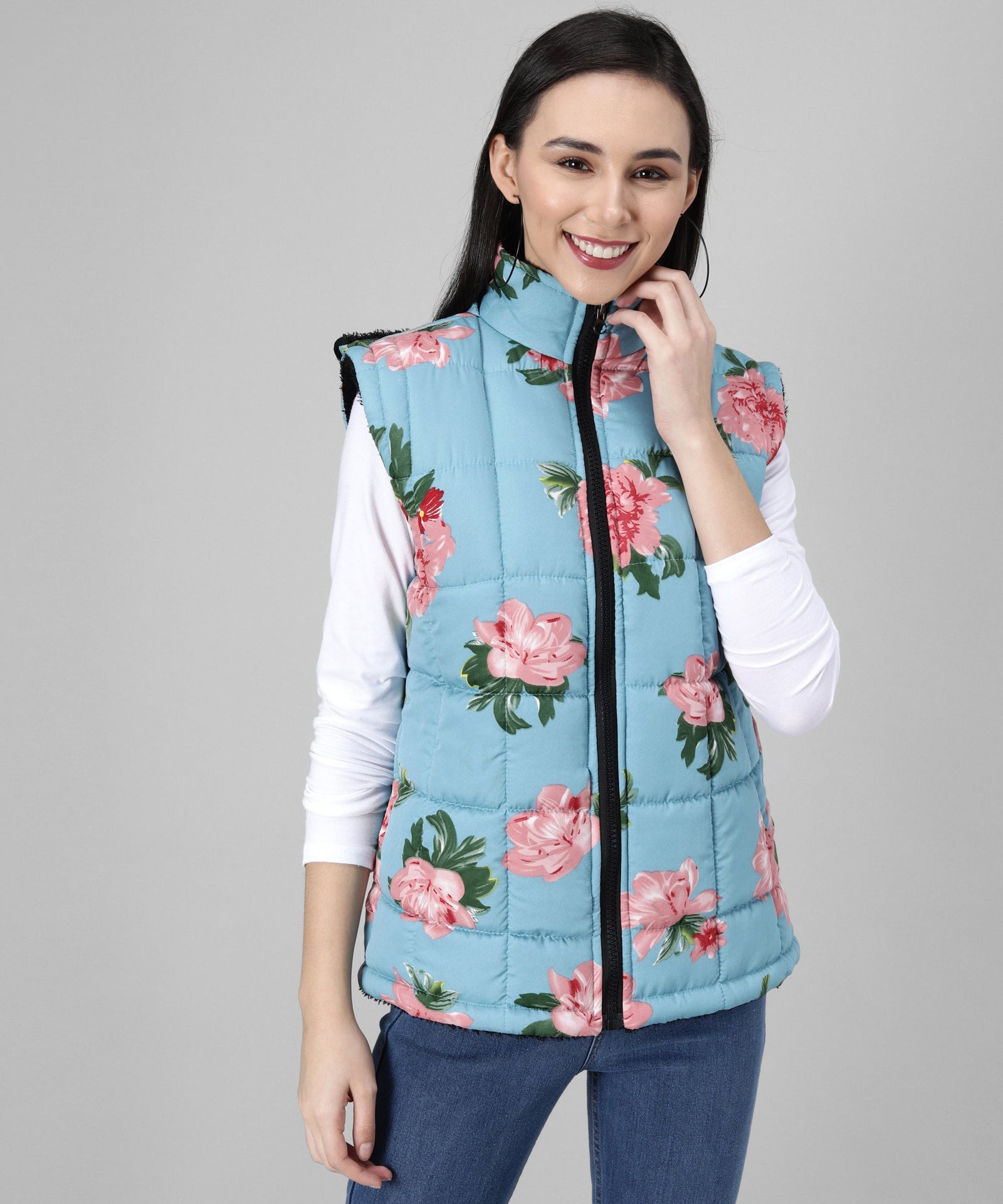 Women Floral Print Padded Jacket