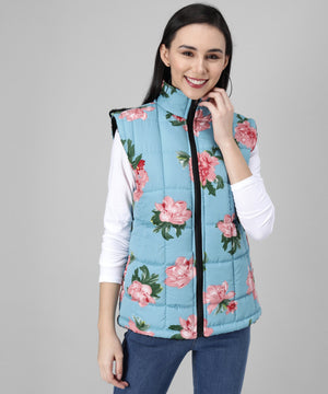 Women Floral Print Padded Jacket