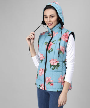 Women Floral Print Padded Jacket