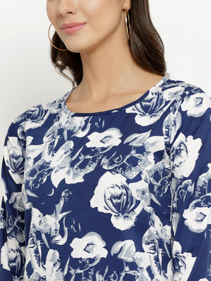 ZARVEY Casual 3/4 Sleeve Floral Print Women Multicolor Top