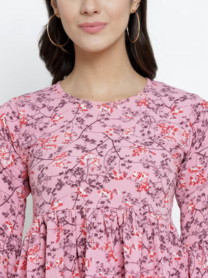 ZARVEY Casual Bell Sleeve Floral Print Women Multicolor Top