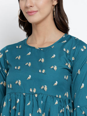ZARVEY Casual Bell Sleeve Floral Print Women Multicolor Top