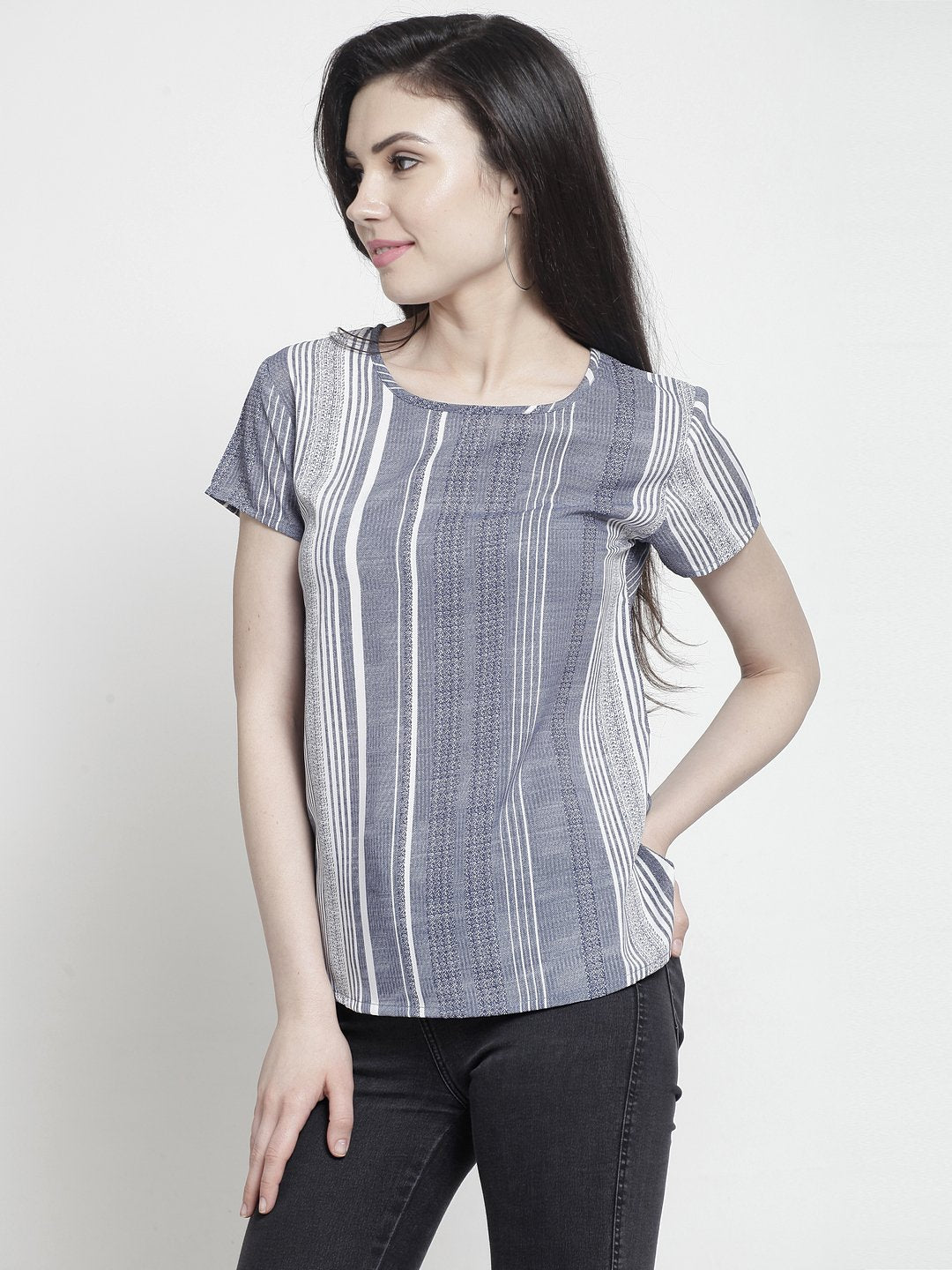 ZARVEY Casual Regular Sleeve Striped Women Multicolor Top