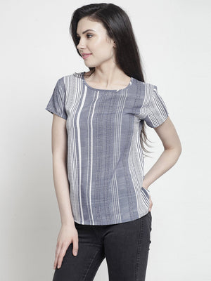 ZARVEY Casual Regular Sleeve Striped Women Multicolor Top
