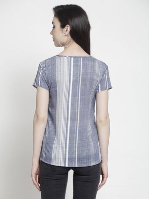 ZARVEY Casual Regular Sleeve Striped Women Multicolor Top