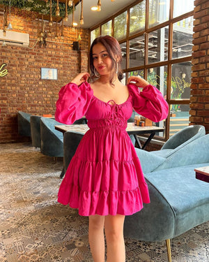 Women Fit and Flare Pink Dress