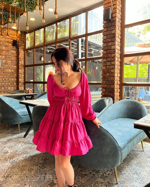 Women Fit and Flare Pink Dress