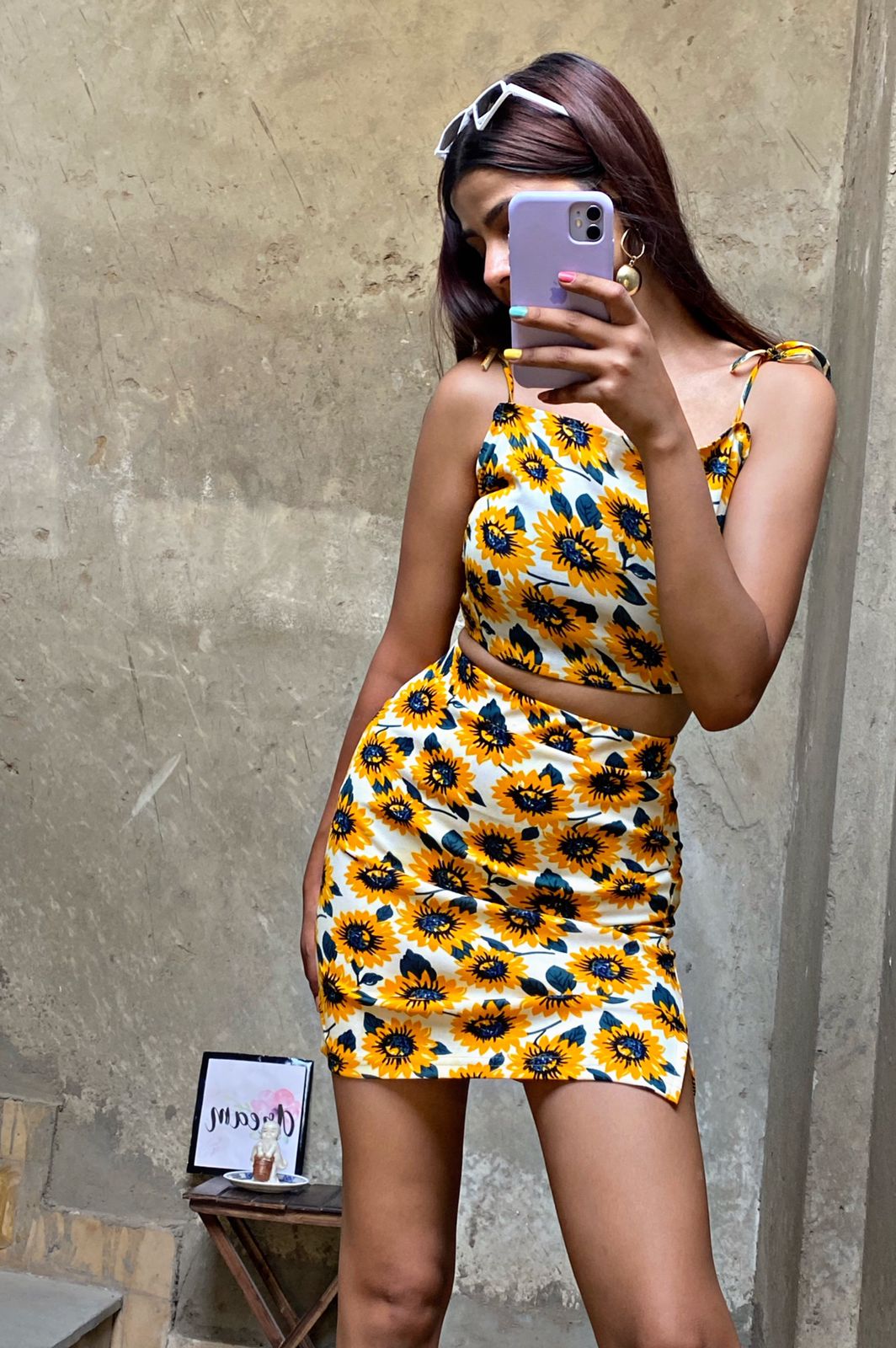 TANDUL sunflower print co ord set