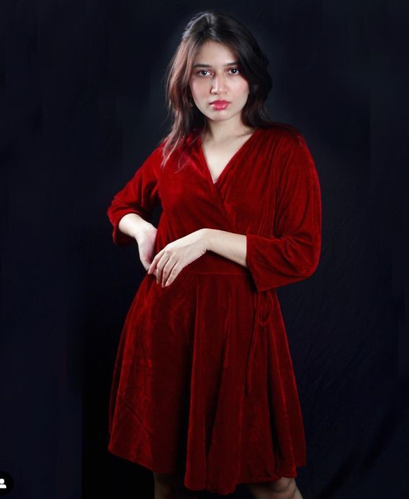 TANDUL  Women Wrap Maroon Dress