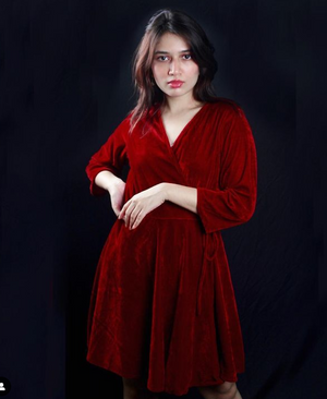 TANDUL  Women Wrap Maroon Dress