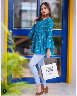 TANDUL INSTA  Casual Bell Sleeves Printed Women Multicolor Top