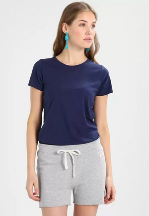 TANDUL  Solid Women Round Neck Dark Blue T-Shirt