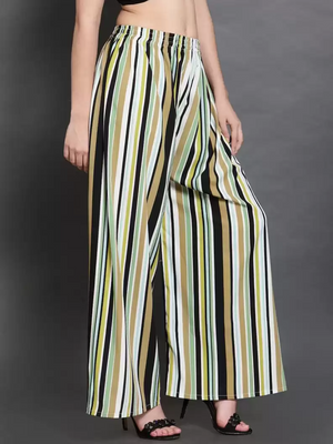 TANDUL  Regular Fit Women Multicolor Crepe Trousers