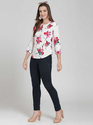 Casual Regular Sleeves Floral Print Women Multicolor Top