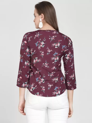 TANDUL  Casual Regular Sleeves Floral Print Women Multicolor Top